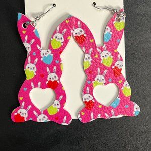 Handcrafted Bunny with Heart Tail Cut Out and Sterling Silver Hooks